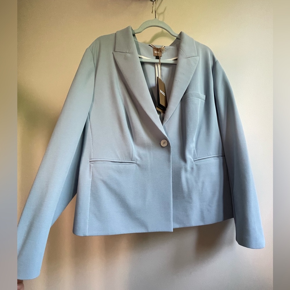 BOSS Pale Blue Single-Button Tailored Blazer